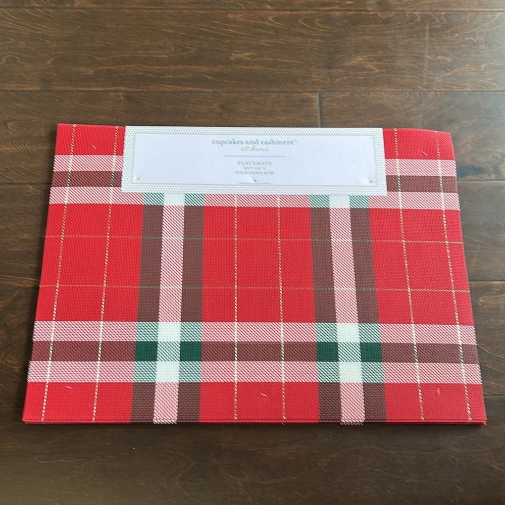 Cupcakes & Cashmere Set Of 8 Placemats Plaid PVC New